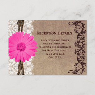 Rustic Pink Gerber Daisy Wedding Reception Cards