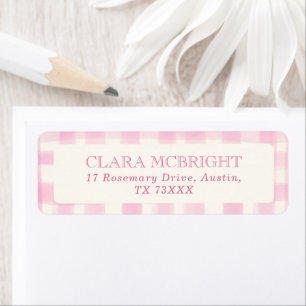 Rustic Pink Gingham Baby Shower Return Address