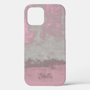 Rustic Pink Grey Mallow Abstract Art Nr42 Monogram iPhone 12 Case