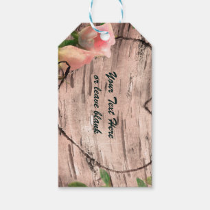 Rustic Pink Heart Vine Bridal Shower Custom Favour Gift Tags