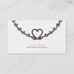 Rustic Pink Heart Vine Country Chic Personalised Business Card