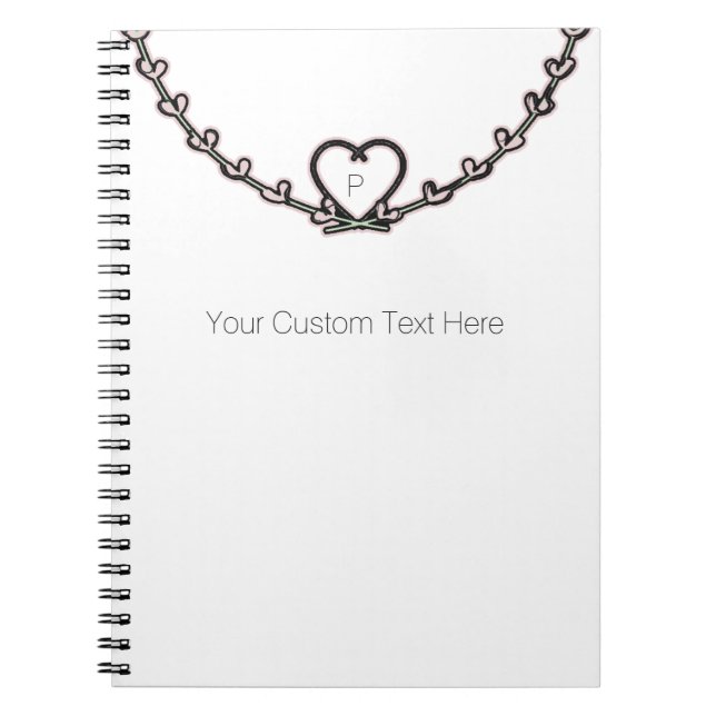 Rustic Pink Heart Vine Custom Personalised Chic Spiral Notebook (Front)