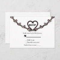 Rustic Pink Heart Vine Wedding Engagement RSVP