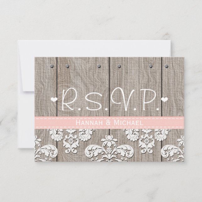 Rustic Pink Hydrangea Wedding RSVP Response Card (Front)
