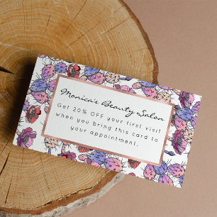 Rustic pink lavender watercolor cactus floral discount card