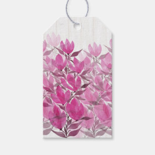 Rustic Pink Magnolia Watercolor Art Gift Tags