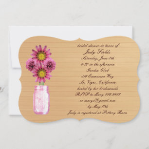 Rustic Pink Mason Jar Bridal Shower Invitation