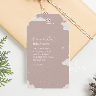Rustic Pink Minimal Cloud baby shower Gift Tags