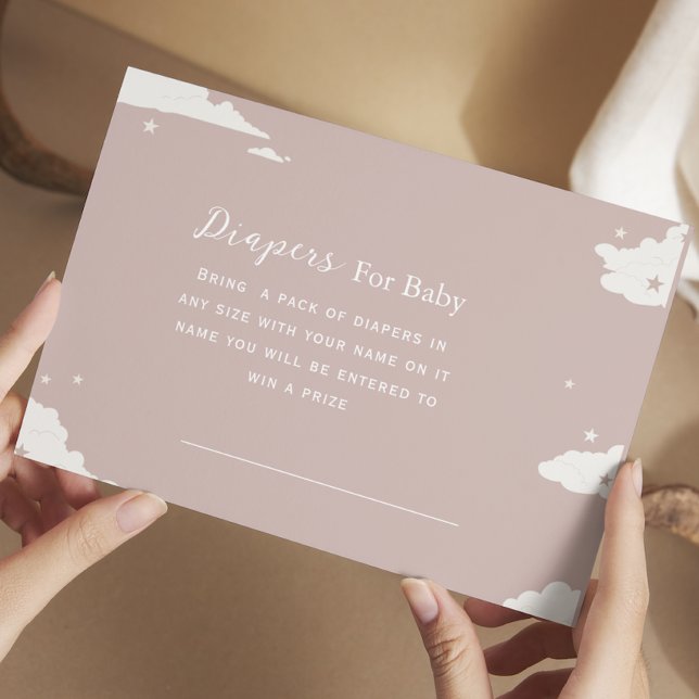 Rustic pink minimal cloud diapers for baby enclosure card (Creator Uploaded)