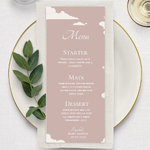 Rustic Pink Minimal cloud theme baby shower Menu