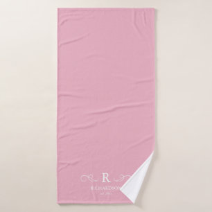 Rustic Pink Monogram Bath Towel