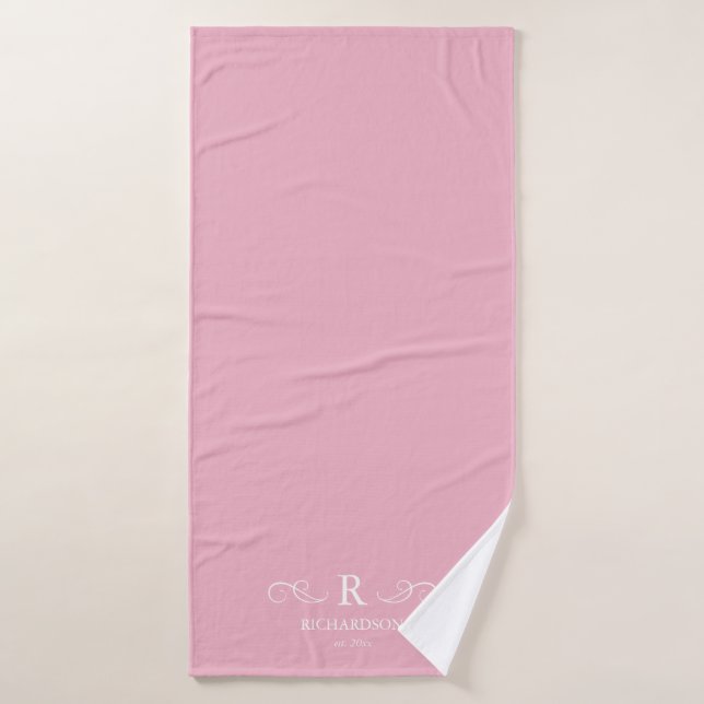 Rustic Pink Monogram Bath Towel (Bath Towel)
