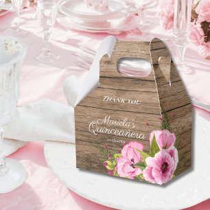 Rustic Pink Poppies Quinceañera Favour Box