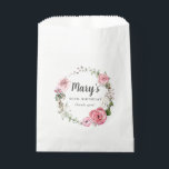 Rustic Pink Rose Floral 90th Birthday Favour Bags<br><div class="desc">You can easily create a very pretty favour bag for your 90th birthday celebration. A rustic wreath is in the centre. In addition to the pink roses there are white hydrangeas. They are both tucked into sage green leaves. The birthday celebrant's name is in the centre with 90th Birthday. Need...</div>