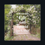 Rustic Pink Rose Wedding Save the Date Magnet<br><div class="desc">The day I visited the arboretum,  the fragrant rose trellis was abloom. The delicate,  light pink rose buds were blowing in the wind and their luscious scent called for a celebration.</div>