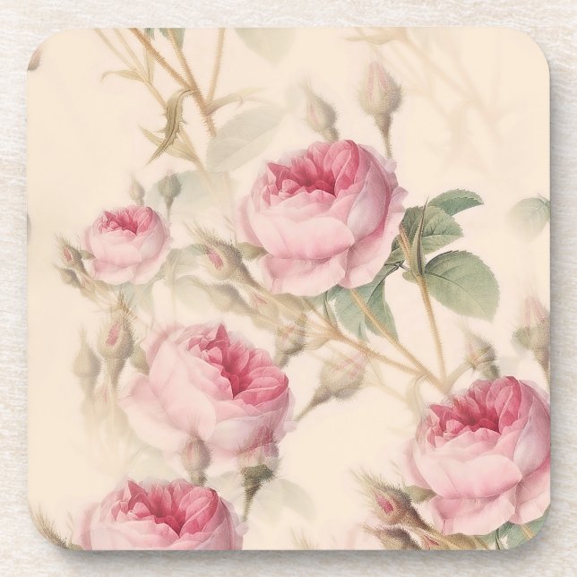 Rustic Pink Roses Coaster (Front)