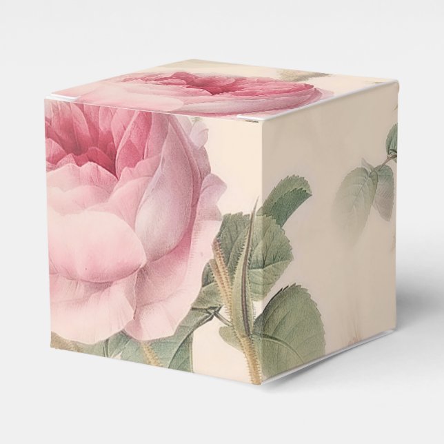 Rustic Pink Roses Favour Box (Front Side)