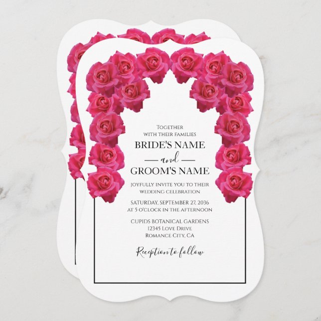 Rustic Pink Roses Wedding Invitations (Front/Back)