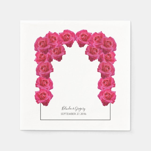 Rustic Pink Roses Wedding Napkin (Front)