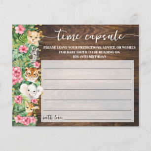 Rustic Pink Safari Time Capsule Baby Shower Card