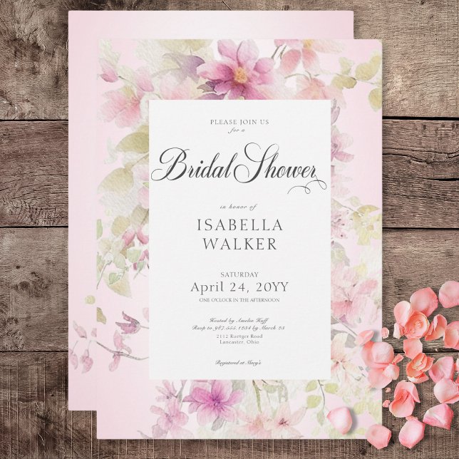 Rustic Pink & Sage Watercolor Floral Bridal Shower Invitation (Rustic Pink & Sage Watercolor Floral Bridal Shower Invitation)