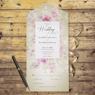 Rustic Pink Sage Watercolor Floral Sage No Dinner All In One Invitation