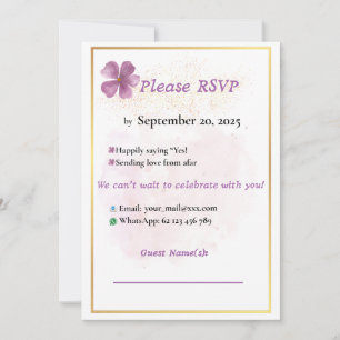 Rustic Pink Watercolor Elegant Wedding RSVP Card