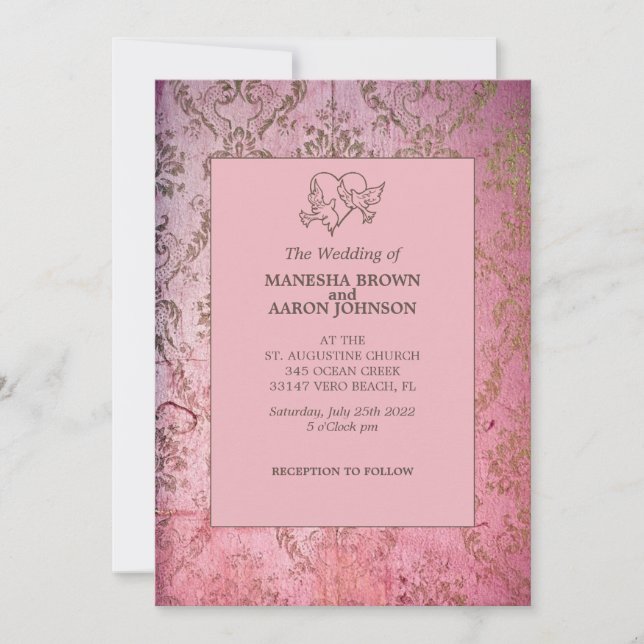 Rustic Pink - Wedding Invite (Front)