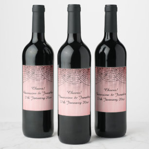 RUSTIC PINK WHITEWASHED TIMBER WINE LABEL