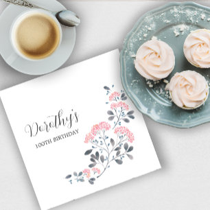 Rustic Pink Wildflower 100th Birthday Party Napkin
