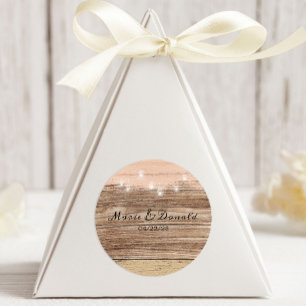 Rustic Pink Wood and Lanterns Classic Round Sticker