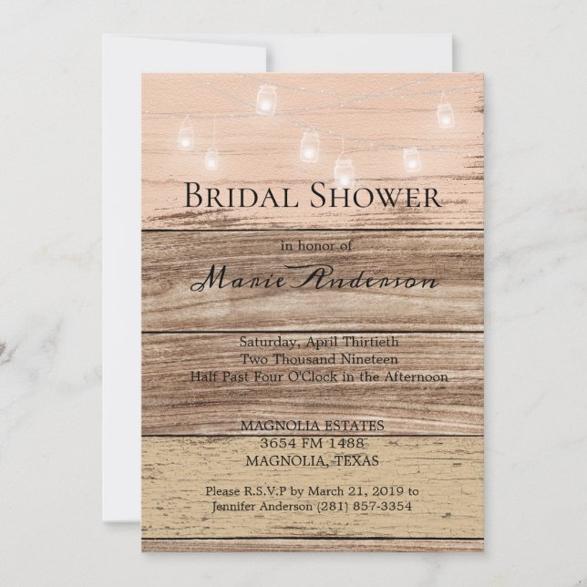 Rustic Pink Wood and Lanterns Shower (Front)