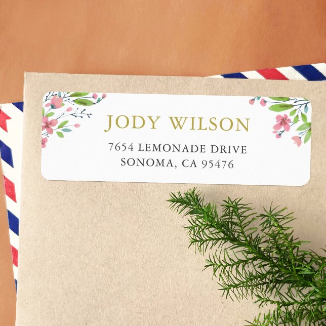 Rustic Pink Wreath Return Address Labels (Creator Uploaded)