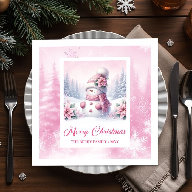 Rustic Pinkmas Cozy Winter Scene Kids Party Xmas Napkin (Rustic Pinkmas Cozy Winter Scene Kids Party Christmas Napkins

)