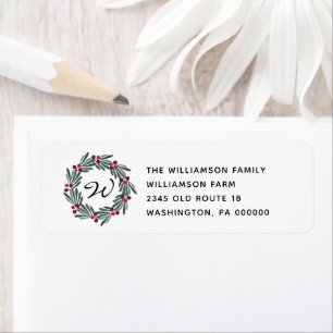 Rustic  Pip Berry Wreath  Christmas Return Address