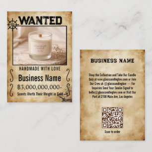 Rustic Pirate Wanted Poster Candle Business Card