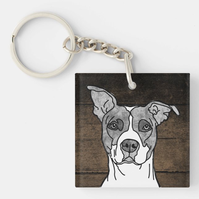 Rustic Pitbull  Key Ring (Front)