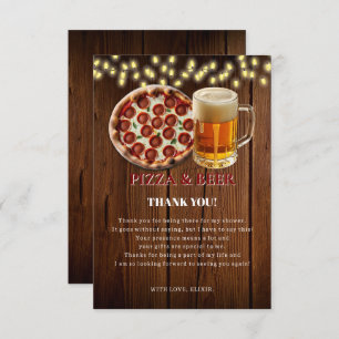 Rustic Pizza & Beer Baby Shower Thank You Card