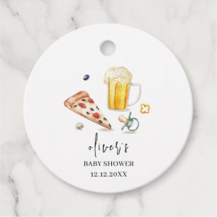 Rustic Pizza Beers Pacifier Baby Shower  Favour Tags