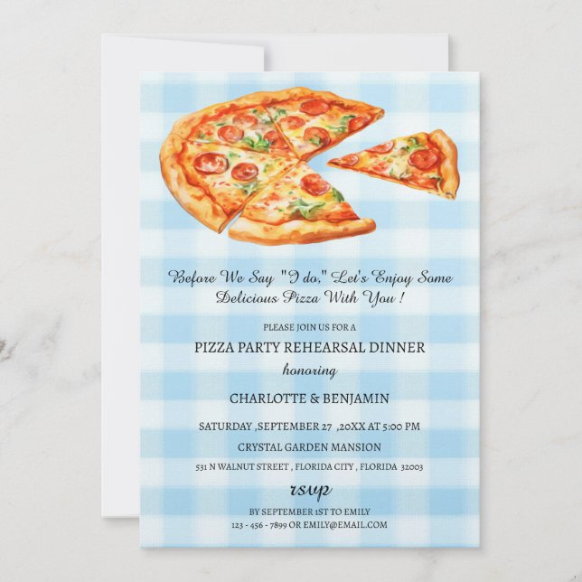 Rustic Pizza  Wedding Rehearsal Dinner Invitation (Front)