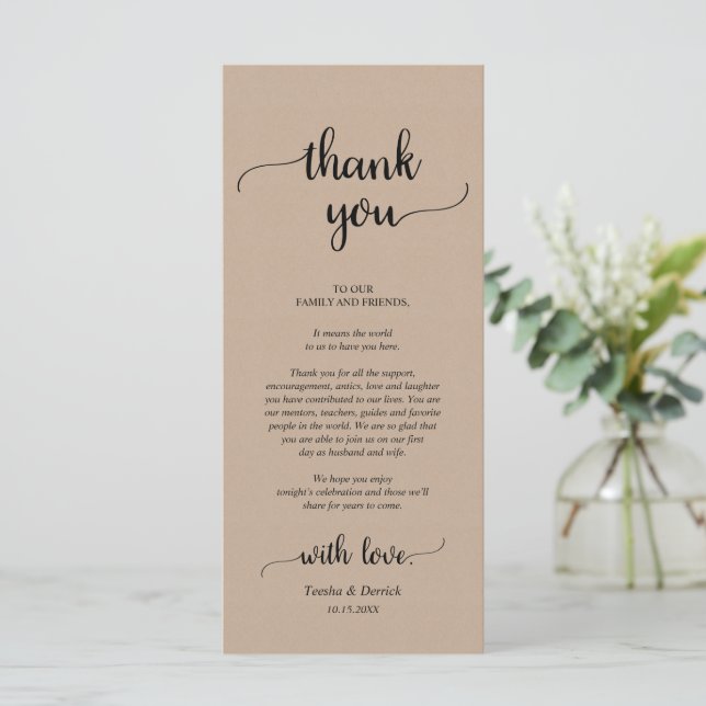 Rustic Place Setting Dinner Party Thank You Card (Standing Front)