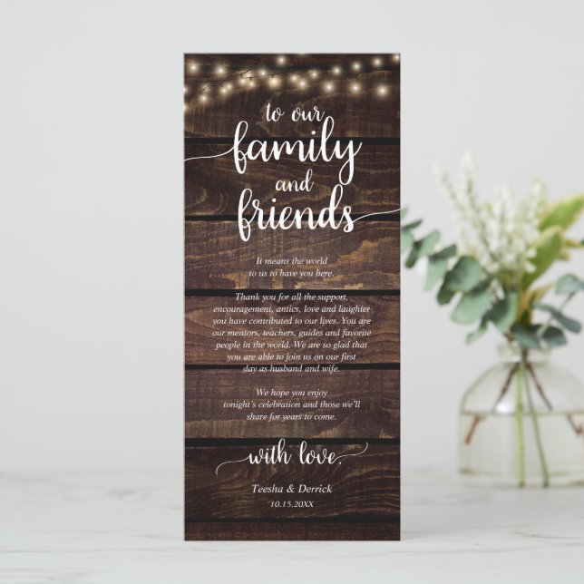 Rustic Place Setting Dinner Party Thank You Card (Standing Front)