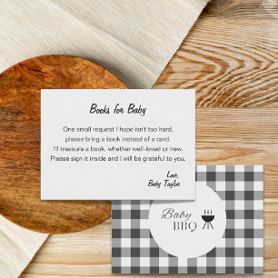 Rustic Plaid Baby BBQ Bring a Book Enclosure Card