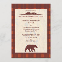 Rustic Plaid Bear and Mountain Birthday Party