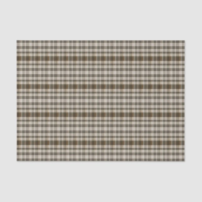 Rustic Plaid Brown and Tan Tissue Paper (Front)