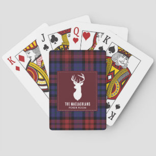 Rustic Plaid Burgundy Family Games Room Tartan Playing Cards