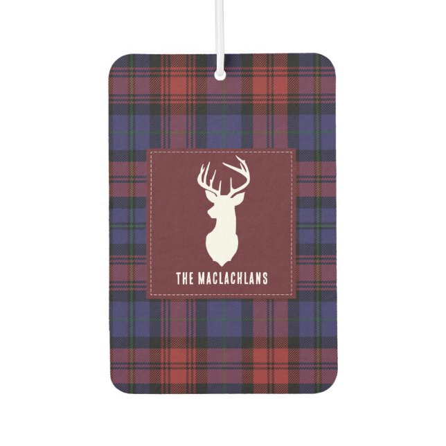 Rustic Plaid Burgundy Purple Family Name Tartan Car Air Freshener (Front)