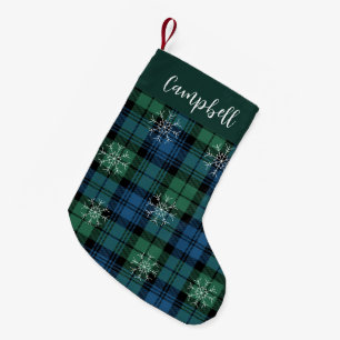 Rustic Plaid Campbell Tartan Green Farmhouse Small Christmas Stocking