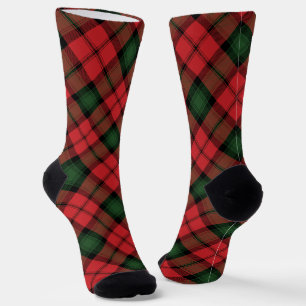 Rustic Plaid Checkered Red Green Tartan Socks