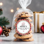 Rustic Plaid Christmas Treats Personalised Classic Round Sticker<br><div class="desc">Add an elegant touch to your holiday treats with these gift tag stickers. Sticker features red plaid,  red berries,  script and modern typography are used. These stickers will adhere well to any surface--plastic,  paper gift bags,  cardboard,  or glass.</div>